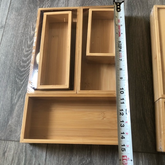 NEW SEALED 2 SET TEICUI Pure Natural Bamboo Drawer Kitchen Organizer - Picture 8 of 11